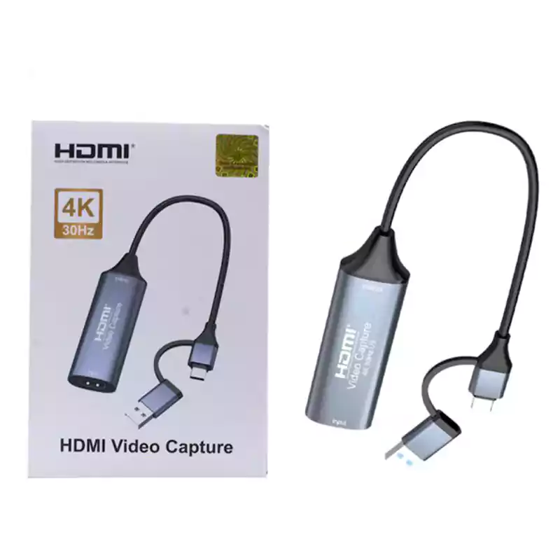 کارت کپچر کابلی HDMI TYPE-C + USB2 پک سفید