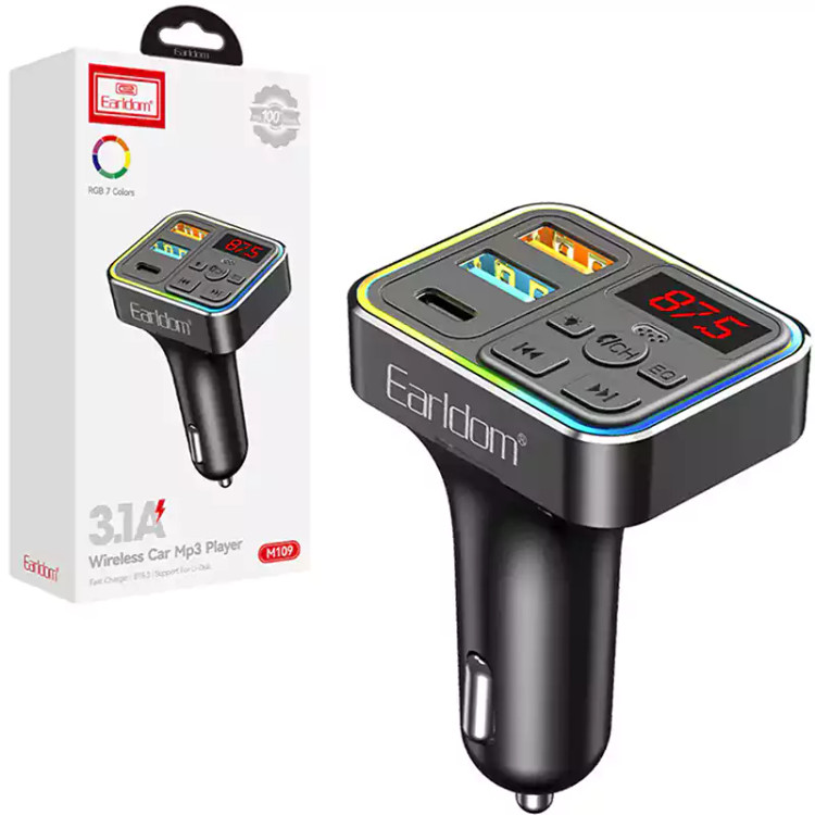 شارژر فندکی و FM Player بلوتوثی RGB دار ارلدام Earldom ET-M109