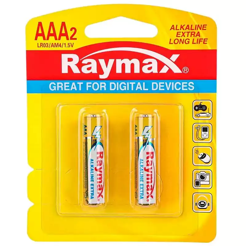 باتری نیم قلمی Alkaline Extra رایمکس Raymax بسته 2 عددی