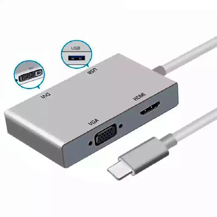تبدیل Type-C TO HDMI + VGA + USB3.0 + DVI آی فورتک IFORTECH