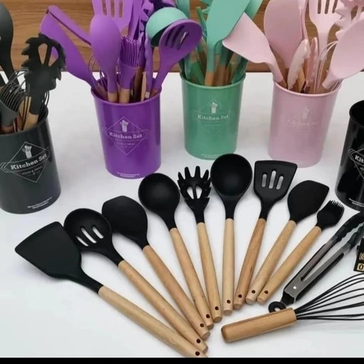 سرویس کفگیر و ملاقه سیلیکونی KITCHEN Utensils Set