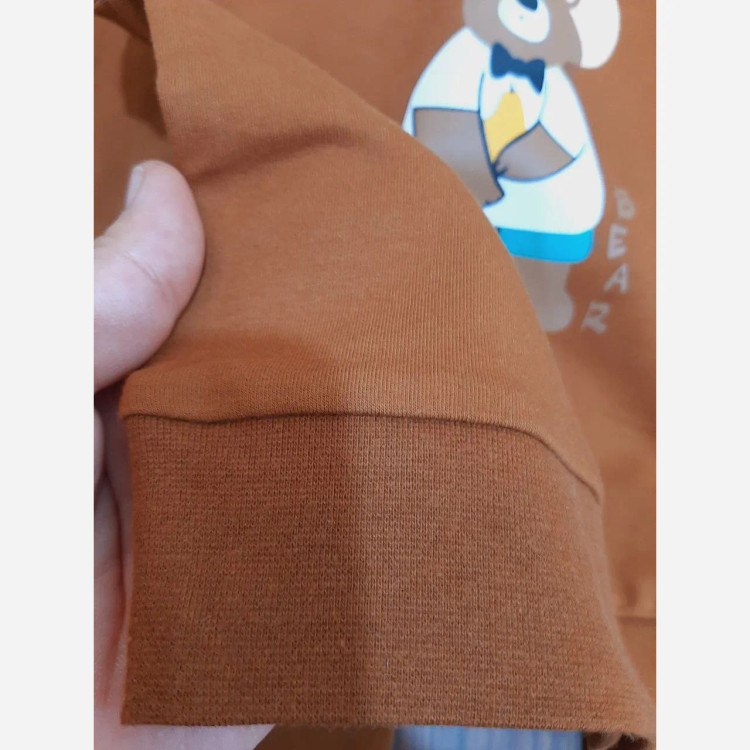 ست بلوز شلوار تدی اسپرت دخترانه و پسرانه دورس پنبه سبز و قهوه ای سایز 45 تا 55