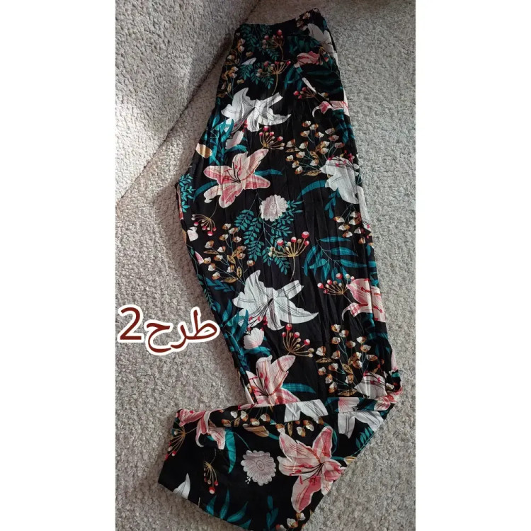 شلوار راحتی زنانه برند لیدی فری سایز جیب دار طرح شاد