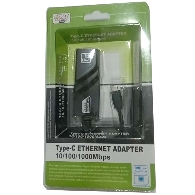 تبدیل Type-C To Lan 10/100 MBPS مگابایتی پک طلقی سبز