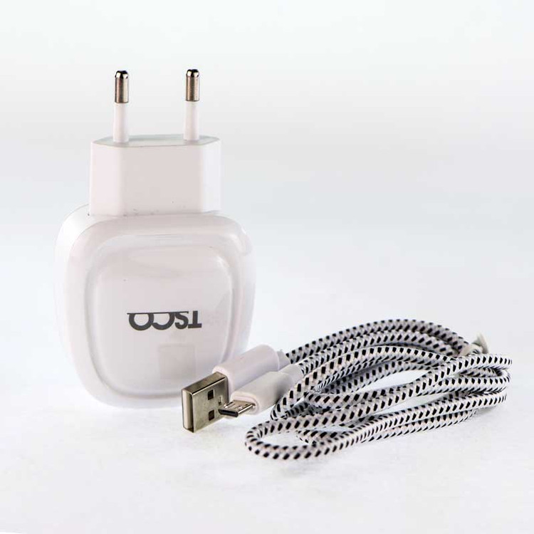 شارژر 2پورت + کابل شارژ MicroUSB تسکو TSCO TTC 46