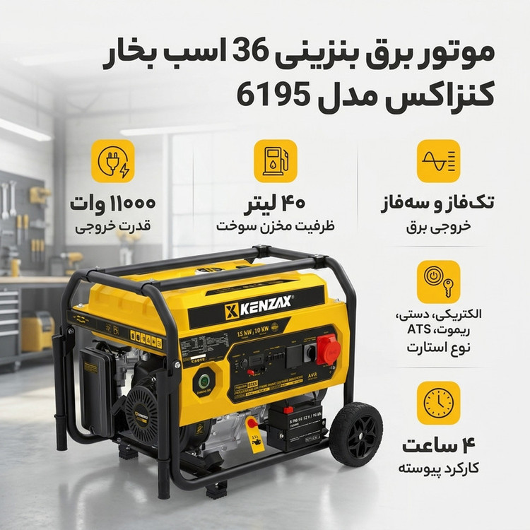 موتور برق بنزینی 36 اسب بخار کنزاکس مدل 6195