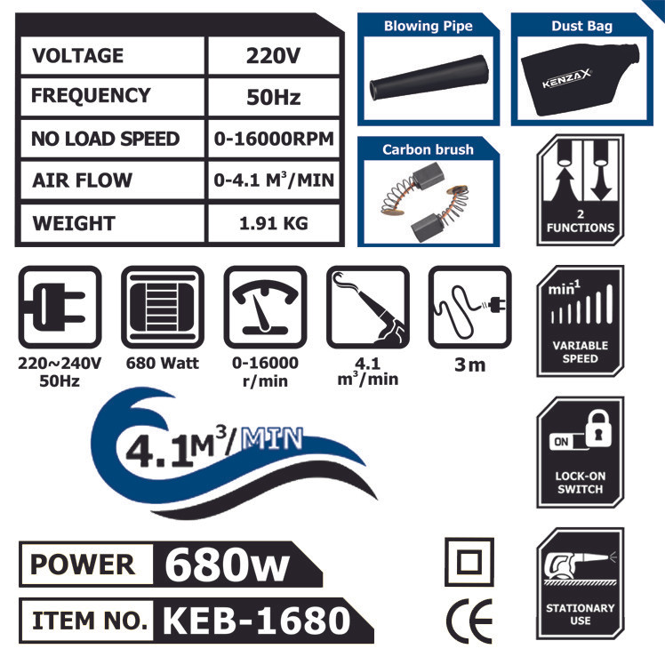 دستگاه دمنده و مکنده کنزاکس مدل KEB-1680