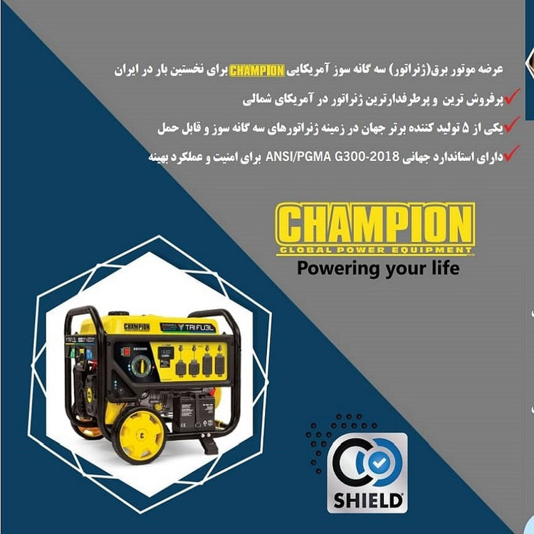 موتور برق گازسوز چمپیون مدل 500416 ظرفیت 9.4KW