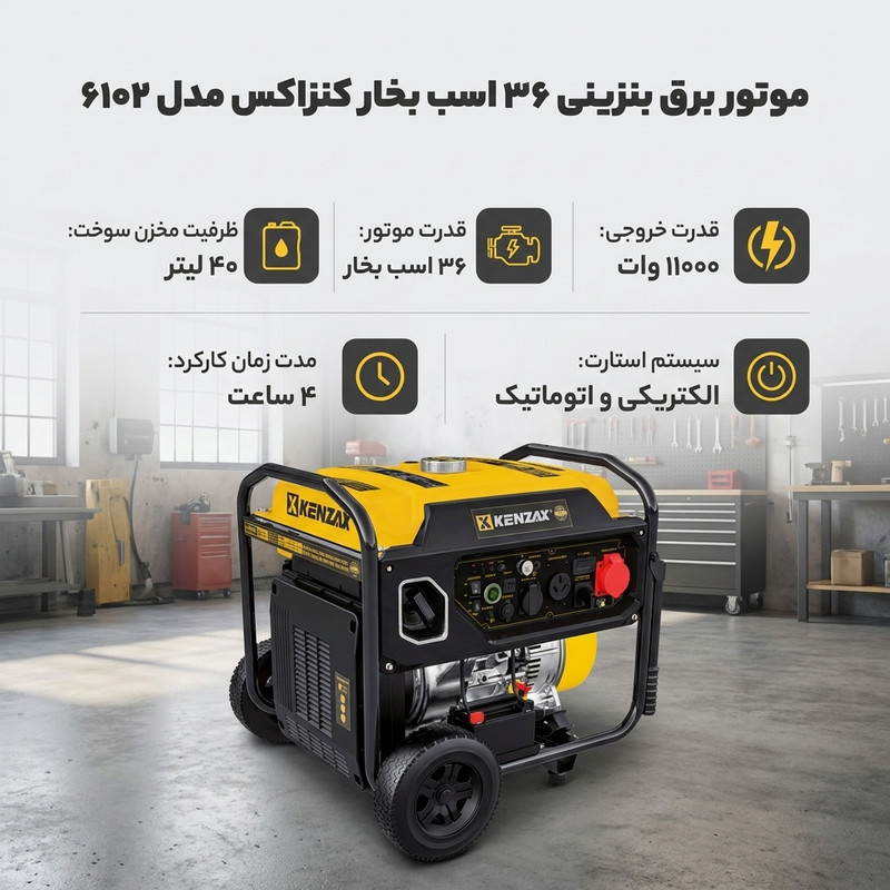 موتور برق بنزینی 36 اسب بخار کنزاکس مدل 6102