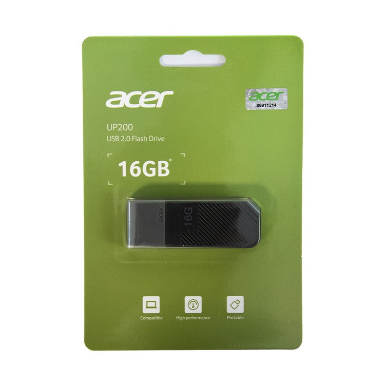 فلش مموری 16 گیگابایت ایسر مدل UP200 با رابط USB 2.0 Type-A و بدنه پلاستیکی مقاوم