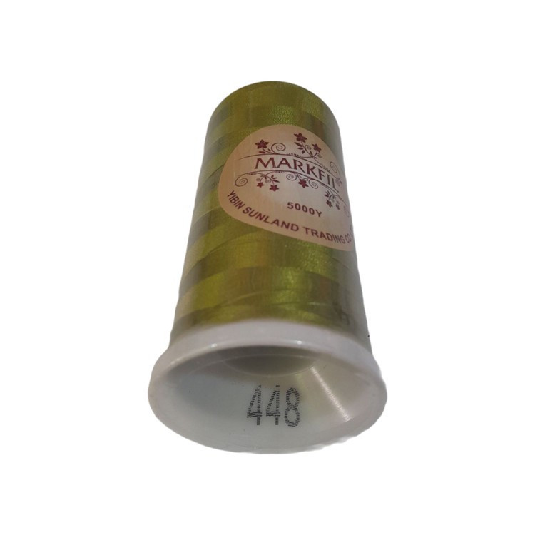 نخ گلدوزی پلی استر مارکفیل کد 448 - سبز زیتونی براق - 5000 یارد مناسب چرخ گلدوزی