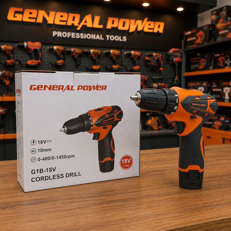 دریل پیچ گوشتی شارژی صنعتی 10 میلی متری 18 ولت جنرال پاور مدل 18VF/Li_ion