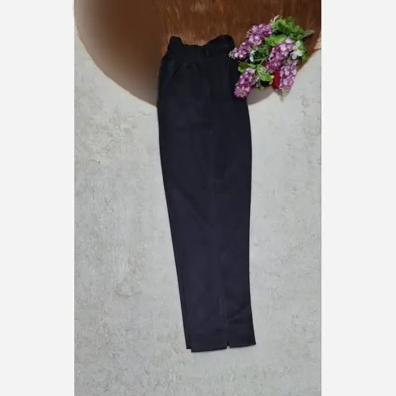 شلوار بغل چاک سوییت مخملی مشکی زنانه سایز 40 تا 46