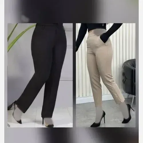 شلوار راسته اداری زنانه و دخترانه مازراتی درجه یک قد 90 تا 95 رنگ مشکی و نخودی