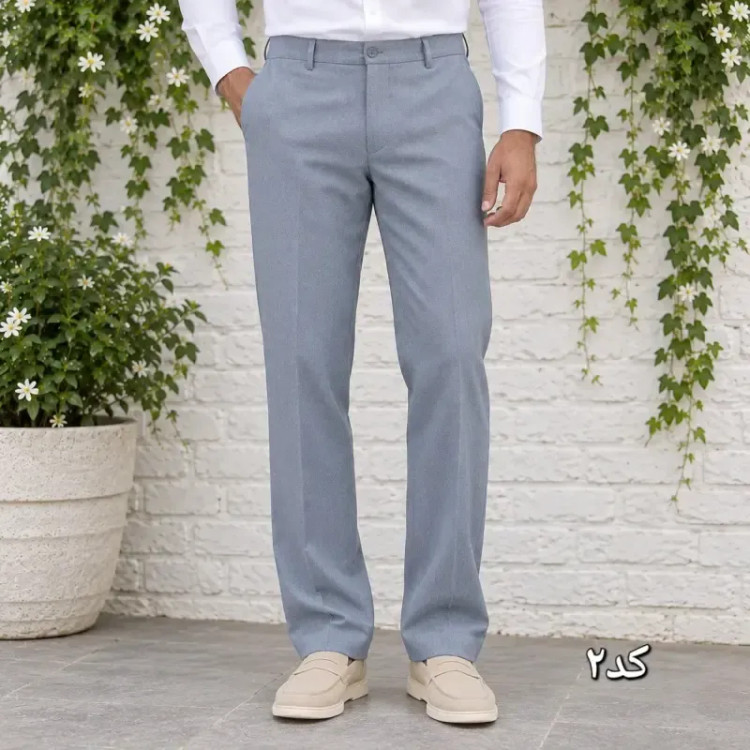 شلوار پارچه ای مردانه راسته کلاسیک نخی پارچه f رنگ ثابت سایز 42 تا 54